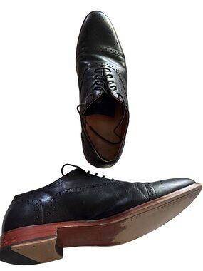 Warfield & Grand Black Leather Brogue Oxford Dress Shoes Size 11